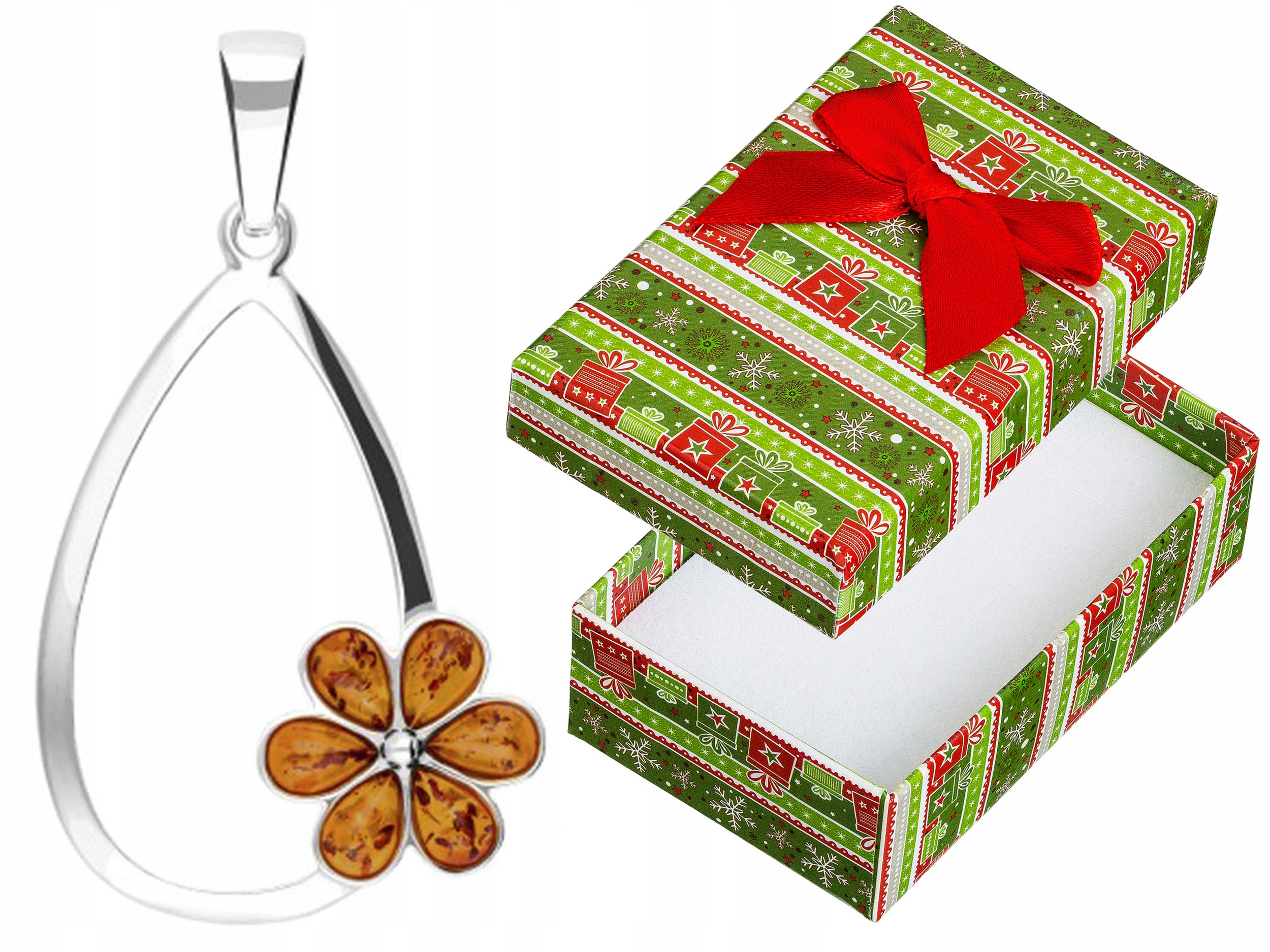 Velký stříbrný přívěsek Lžička s jantarem Dámský Přívěsek Květina Stříbro 925