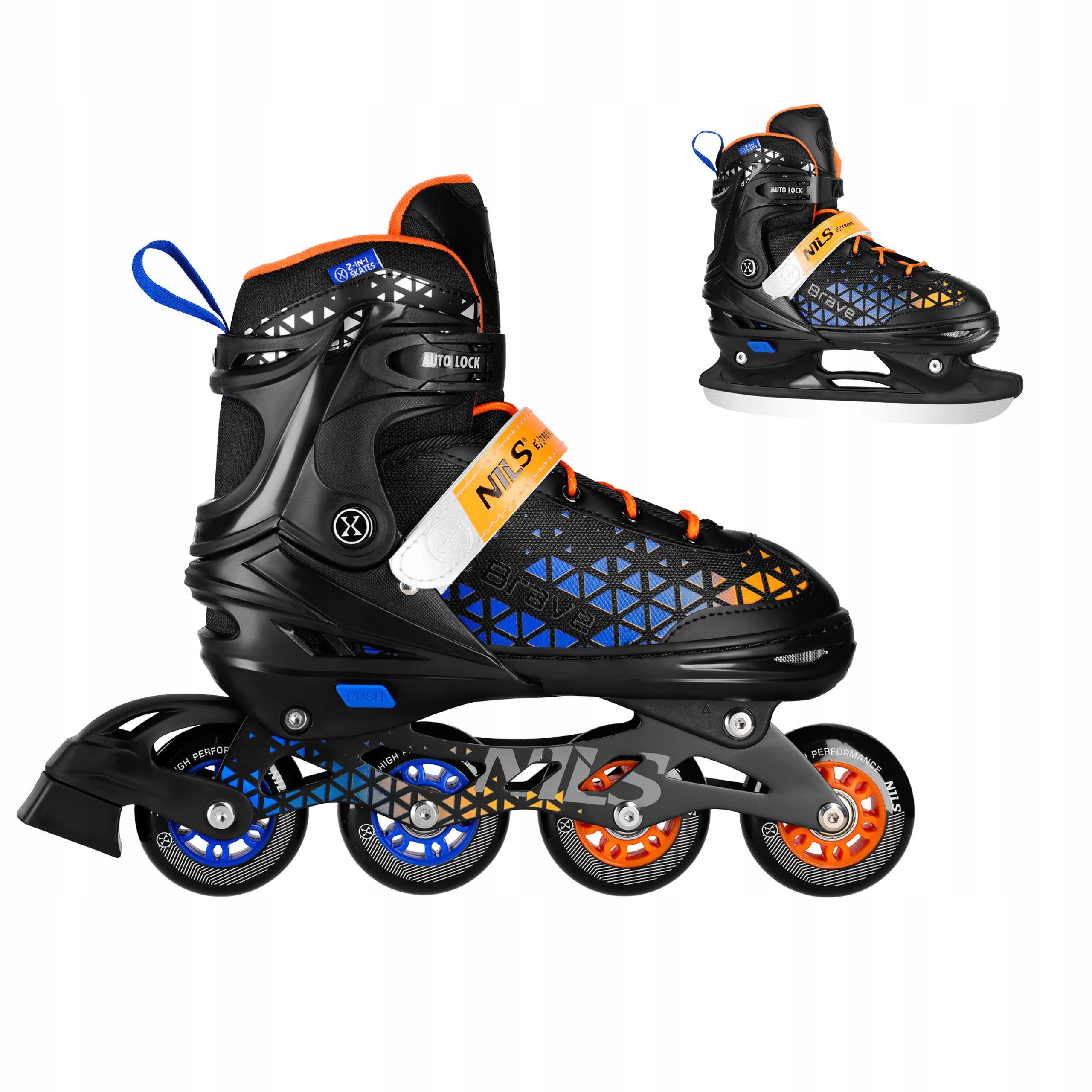 Rolki łyżwy 2w1 regulowane L 39-43 niebieskie hokej płoza Nils Extreme