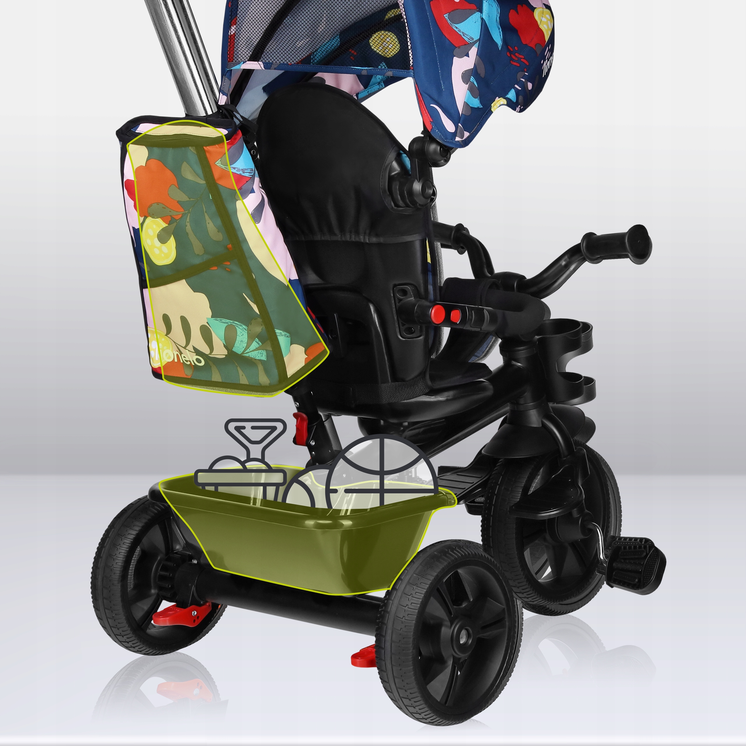 ROWEREK TRÓJKOŁOWY 2w1 OBRACANY REGULOWANY Z DASZKIEM LIONELO HAARI Kod producenta 106325