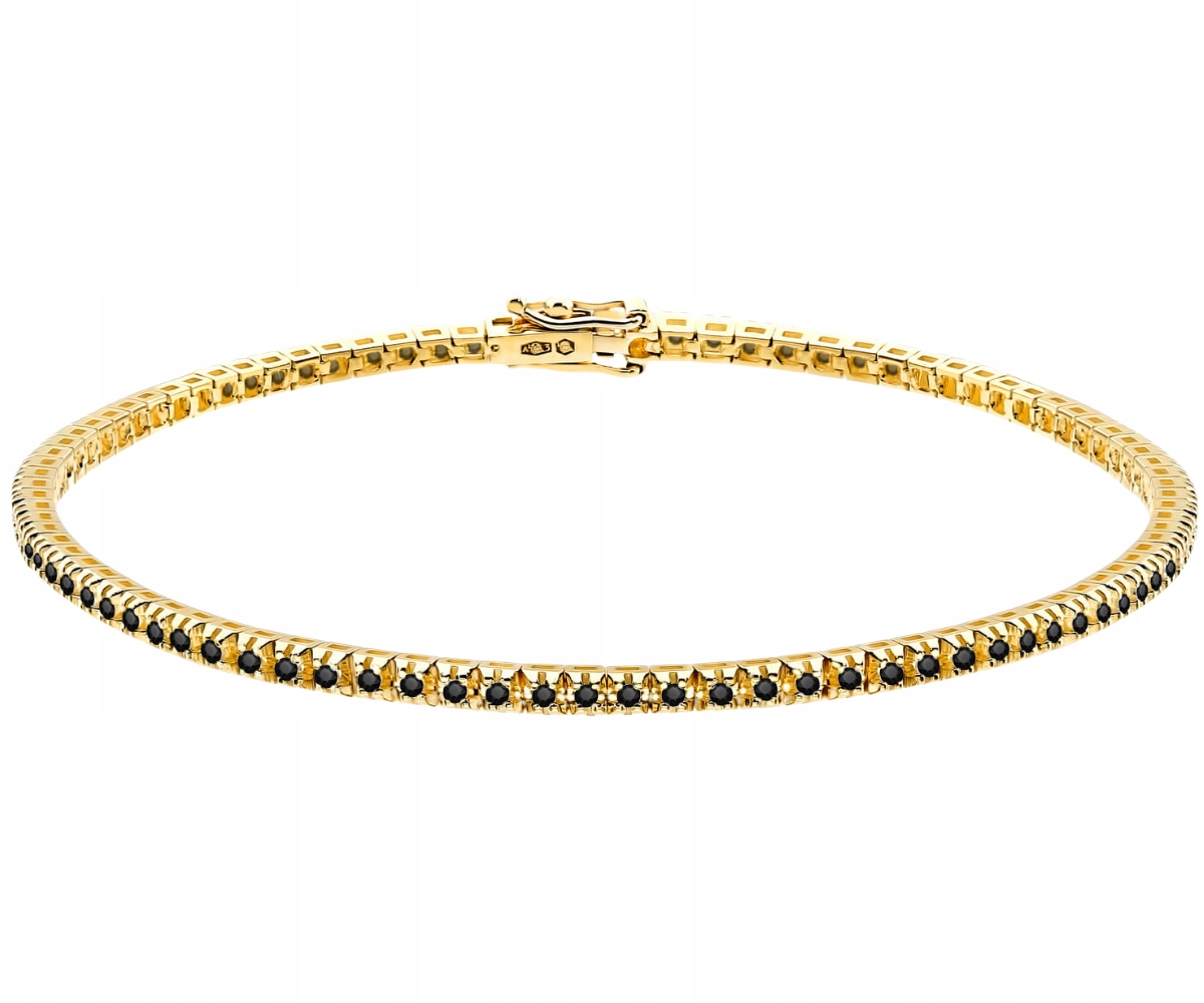 Elegantní náramek 14K s černými brilianty 0,48 ct Na Dárek Gravírování