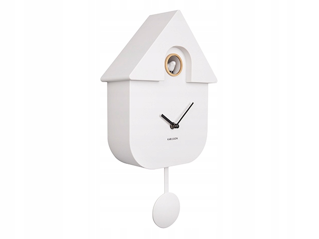 Nástěnné hodiny bílé s kukačkou do obývacího pokoje a kuchyně Modern Cuckoo