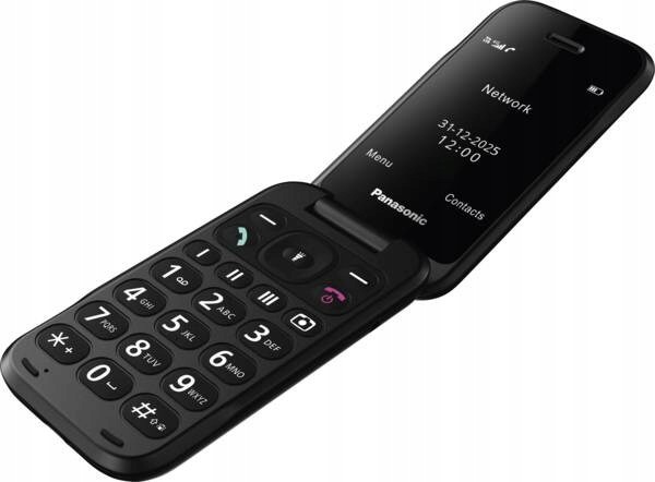 Telefon dla seniora 4G Lte z klapką Panasonic, czerwony, Usb-c
