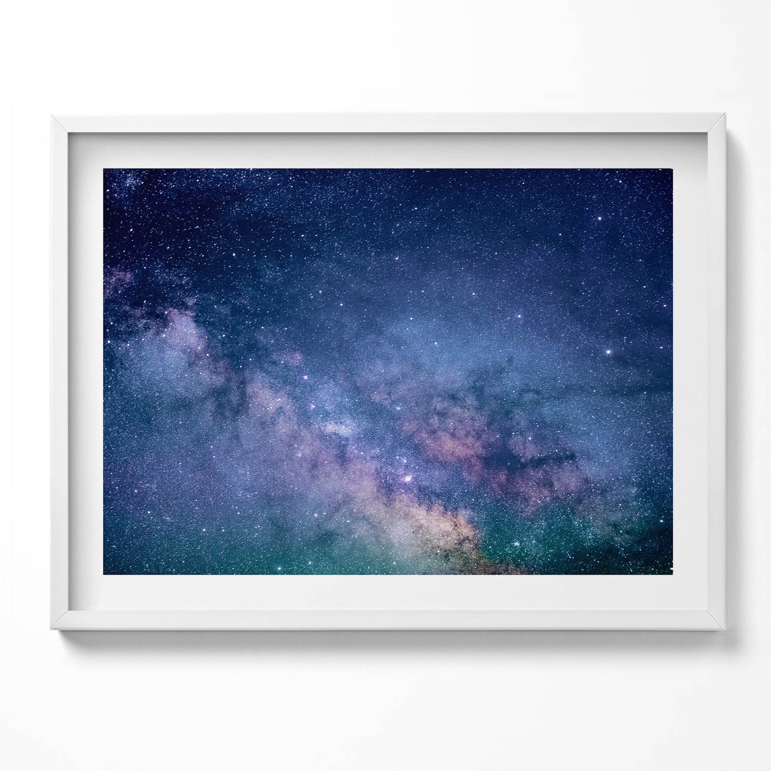 Nástěnný obraz v bílém rámu, dekorace interiéru Hvězdný vesmír 80x60 cm