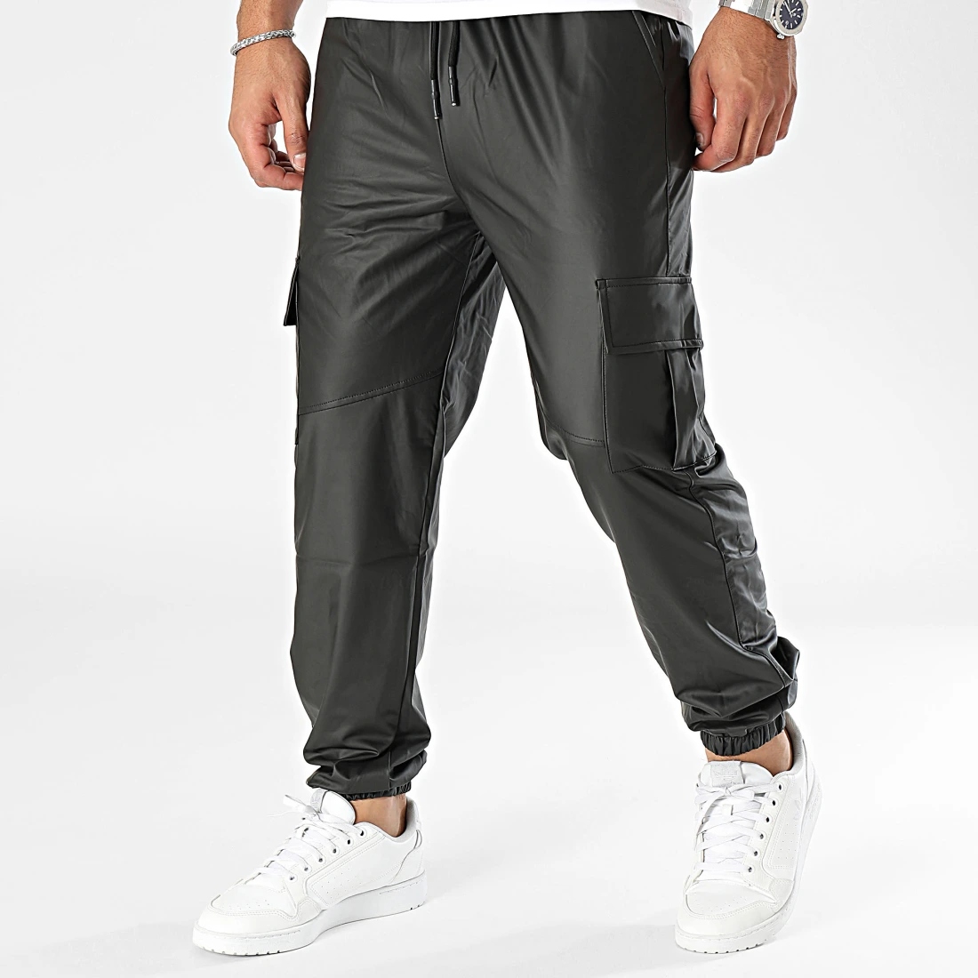 Joggery Spodnie Bojówki Męskie Casual a'la skóra