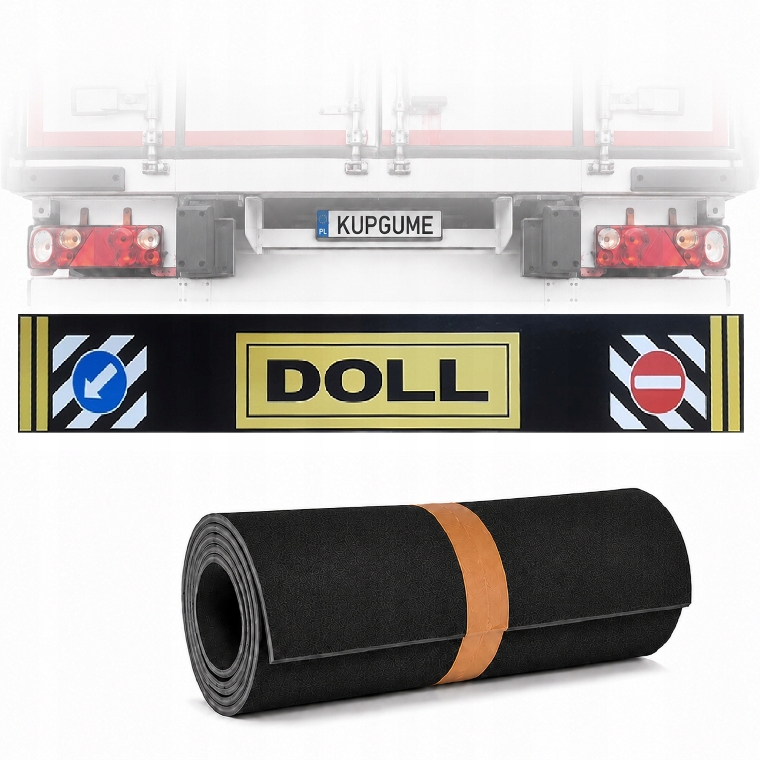 Chlapacz Fartuch Naczepy 240x35 Doll Znaki Nadruk Guma Czarno-Biało-Żółty