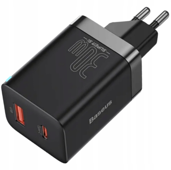 BASEUS SZYBKA ŁADOWARKA SIECIOWA DO TELEFONU 2X USB USB-C 30W PD QC 3.0 AFC