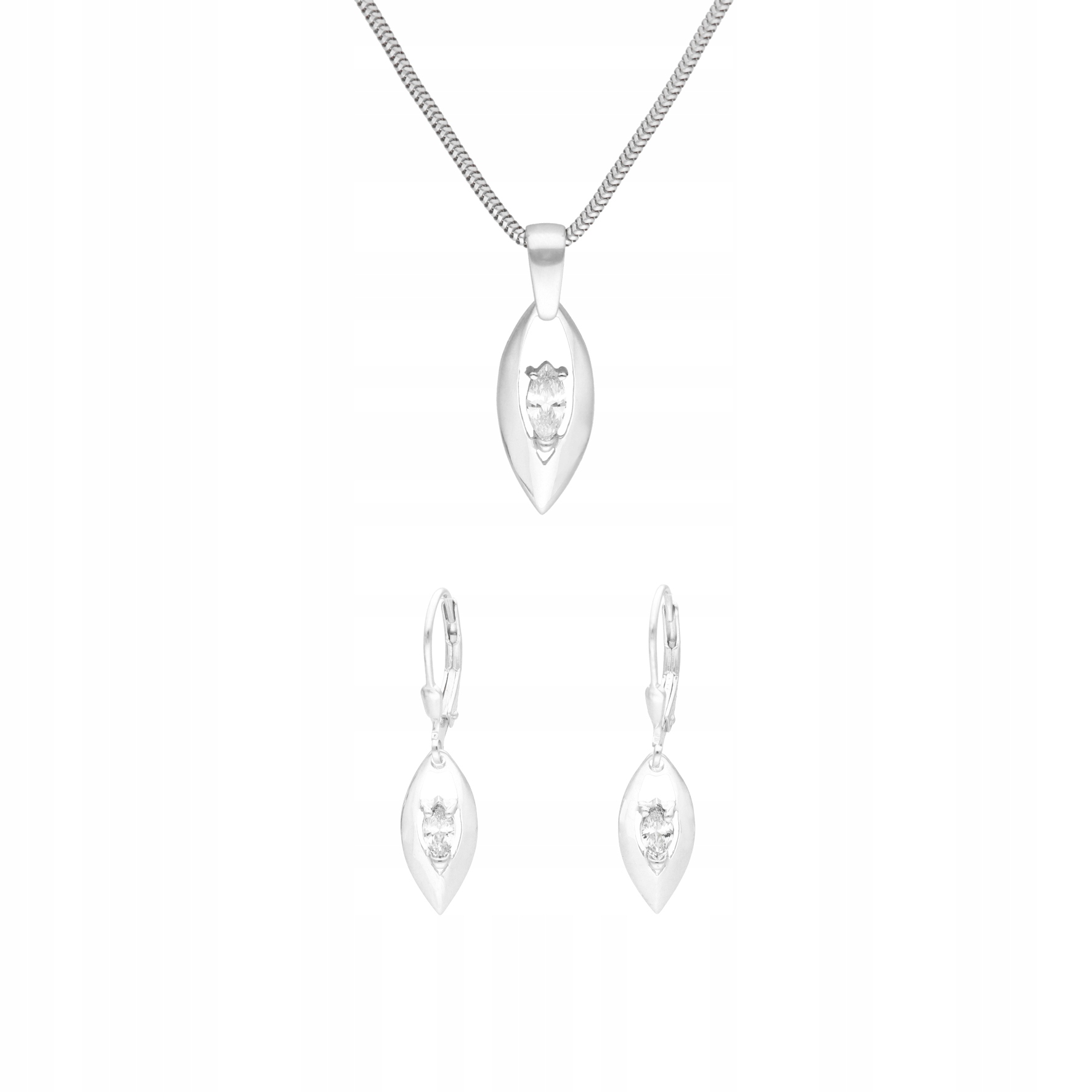 Komplet s bílými zirkony a slzami stříbro