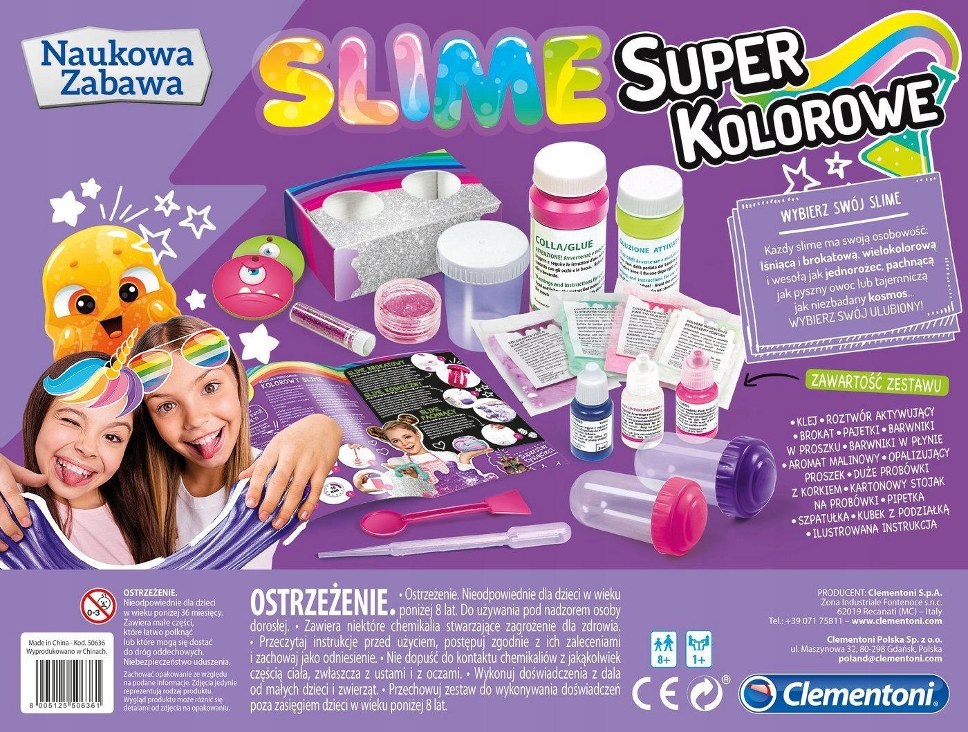 Clementoni Naukowa Zabawa Super Kolorowe Slime 50636 Rodzaj mały chemik