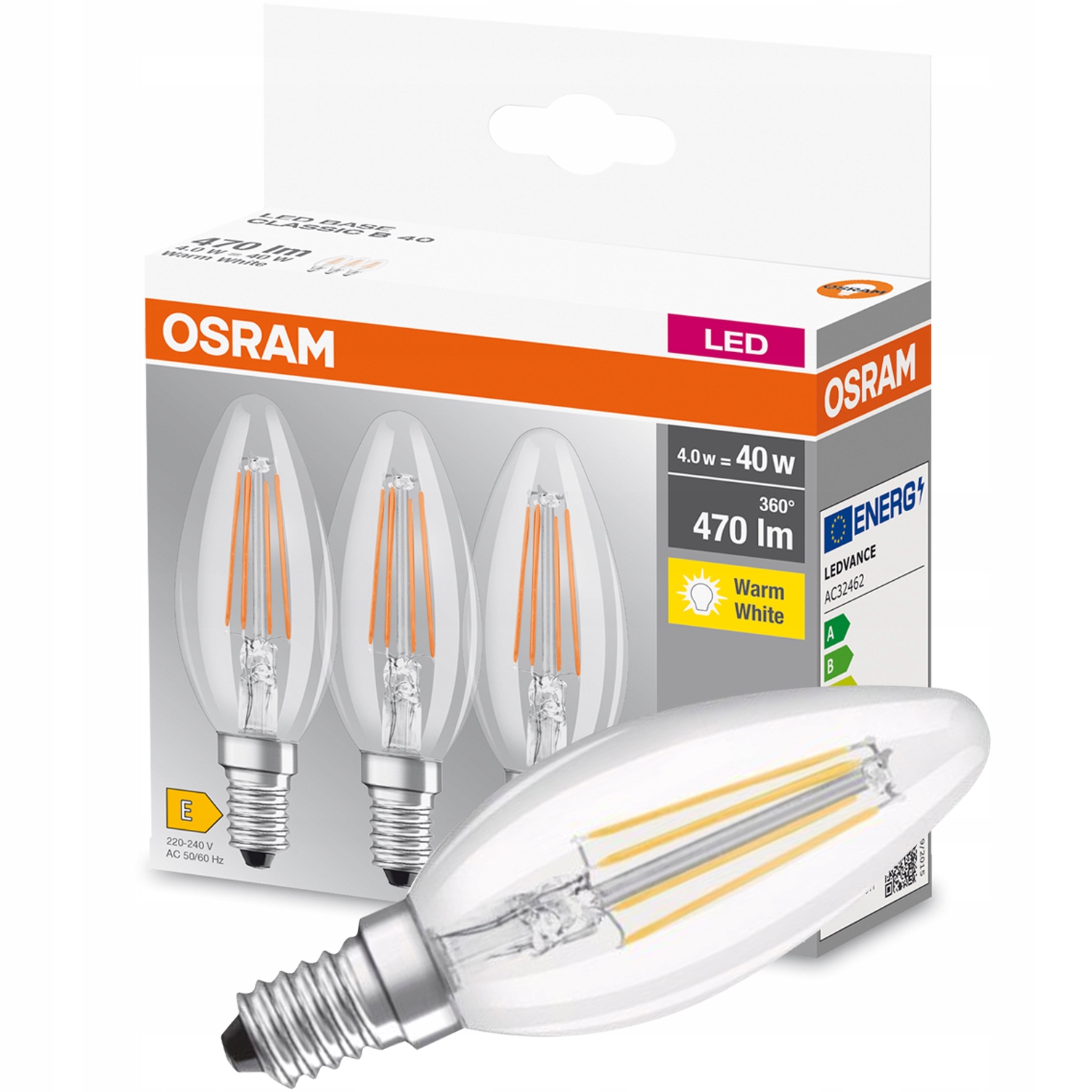 

Żarówki Led Filament Świeca 4W 40W E14 Osram