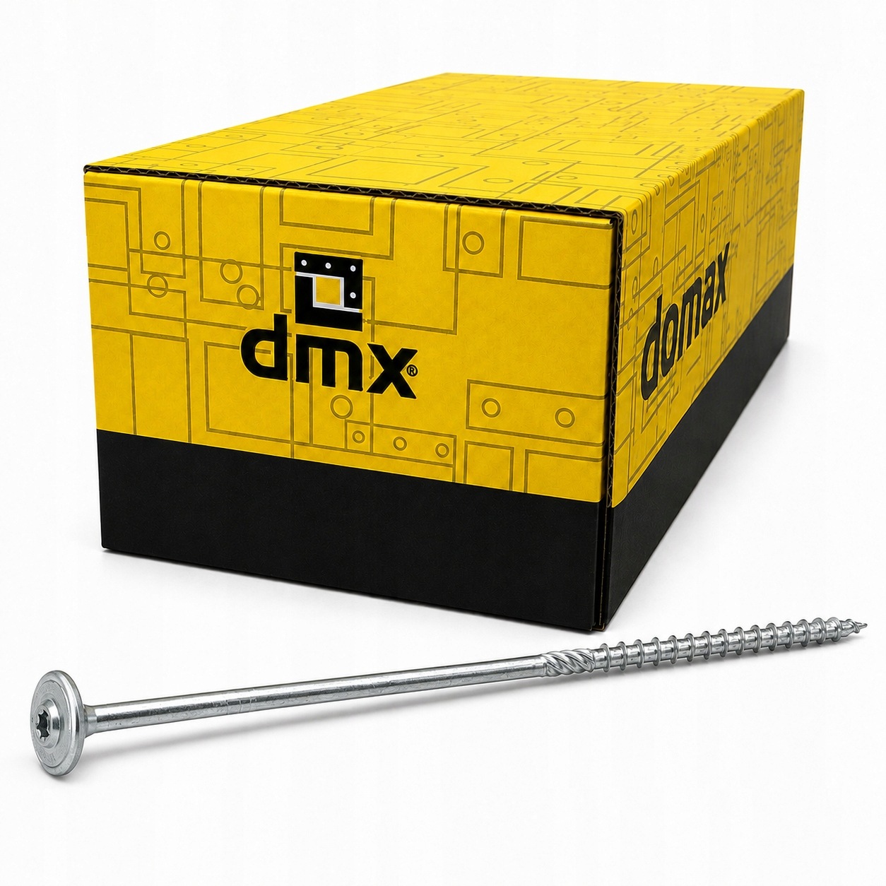 Tesařské vruty Domax na dřevo, talířová hlava Ct 10x220 mm stříbrné 50 Ks.