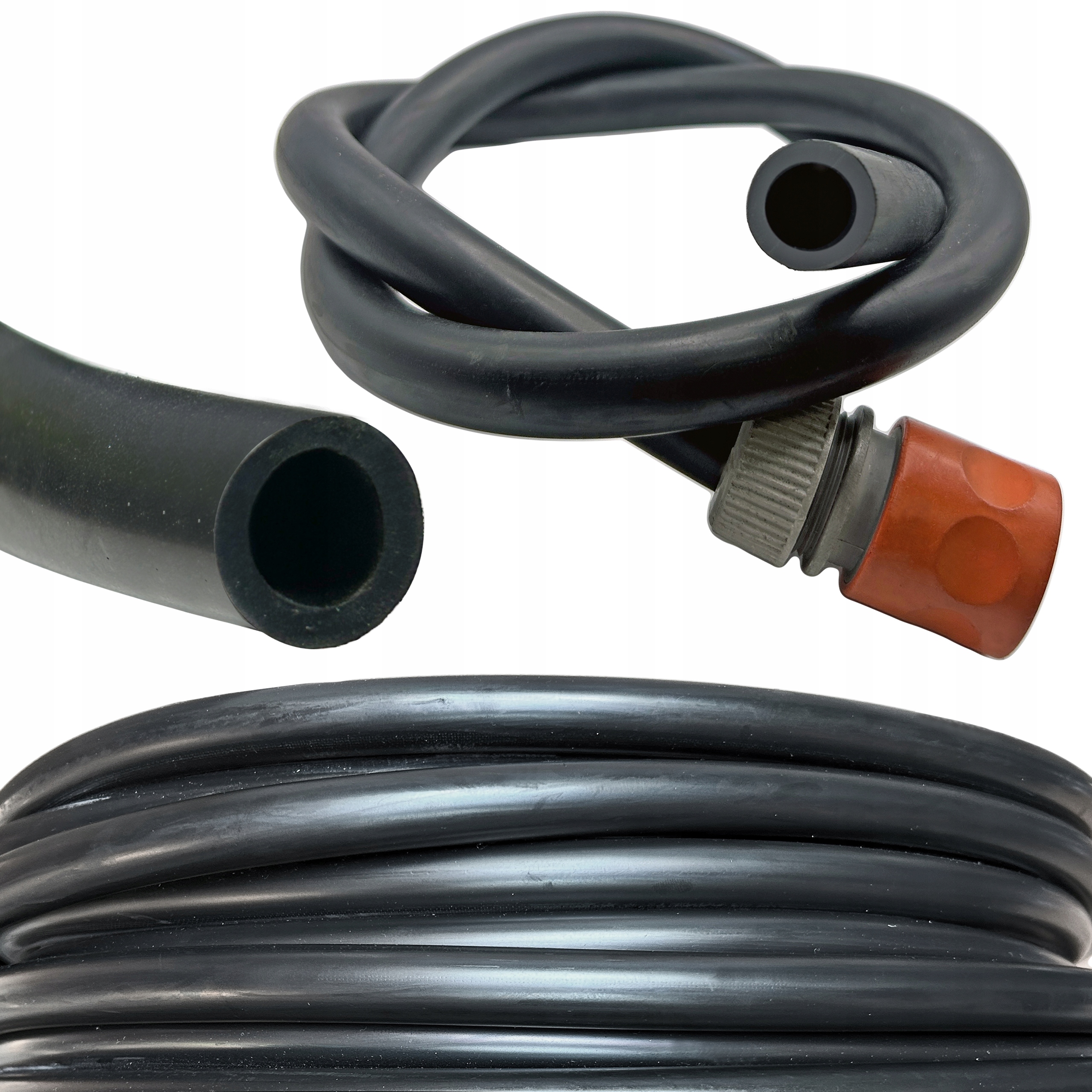 Wąż Ogrodowy 20M 1/2" Wytrzymały Elastyczny Czarny Guma Nie Zagina Się!