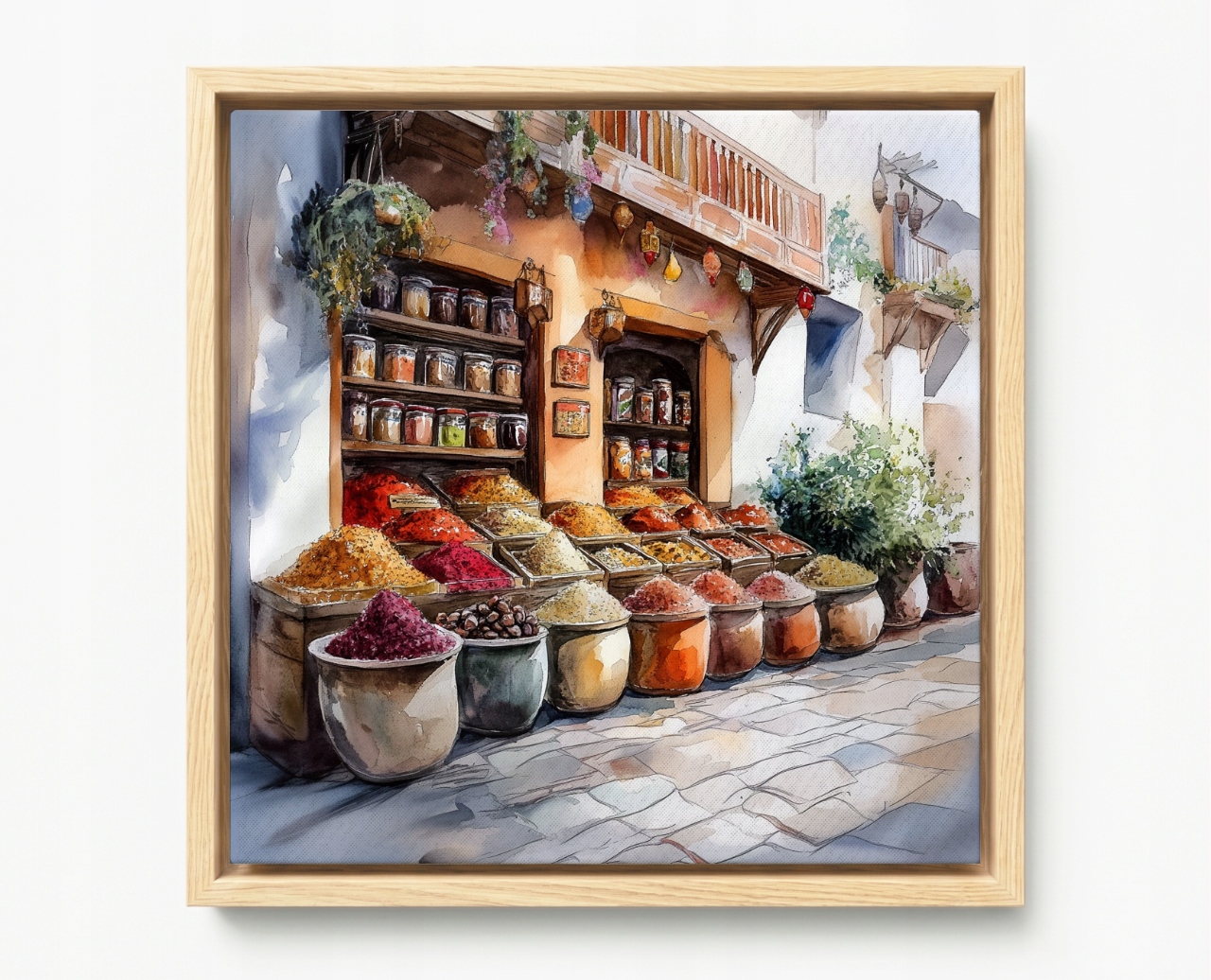 Obraz Rám American Box Arabský Bazar Market Obchod Koření Bylinky 60x60