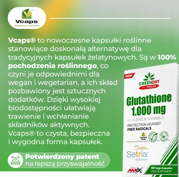 GLUTATION ZREDUKOWANY Setria - Oryginalny! L glutathione 1000MG Wege Amix,  5908074550450  Cena  Opinie - Allegro