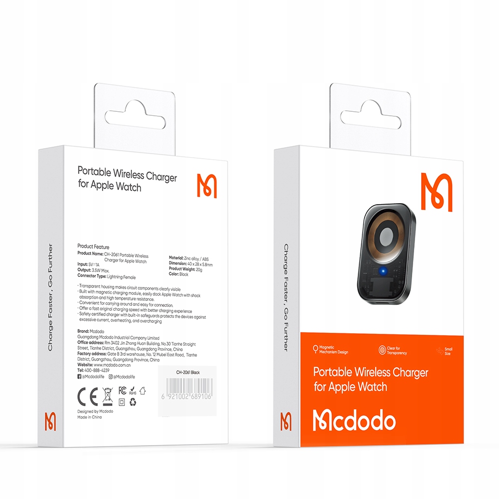 MCDODO ŁADOWARKA MAGNETYCZNA SZYBKIE ŁADOWANIE INDUKCYJNE ZEGARKA AP WATCH Kompatybilność Apple