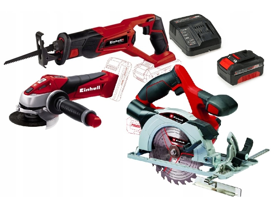 Einhell Sada Elektrického Nářadí 18V 4AH Pila Pxc Bruska A Další