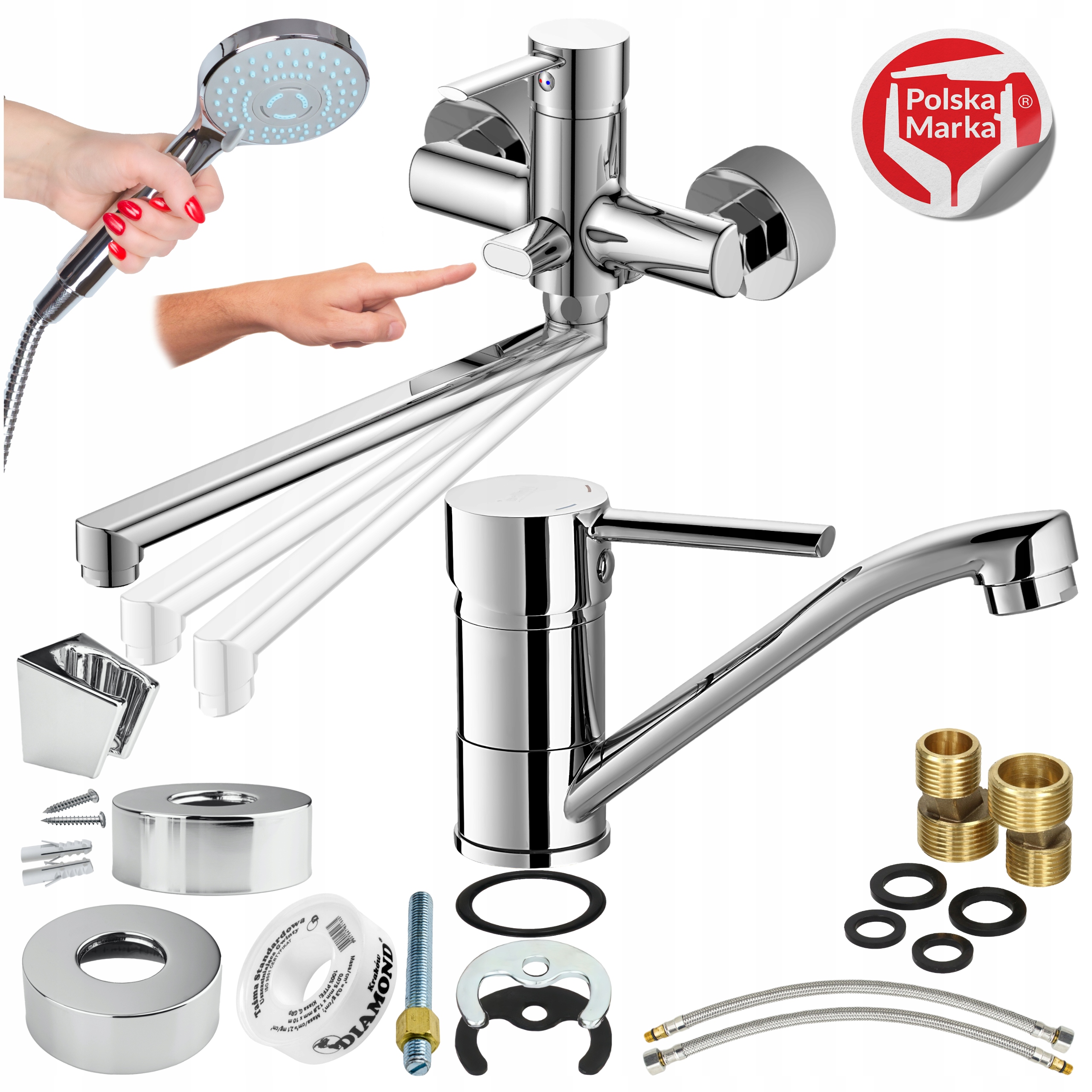 Vaňová batéria s umývadlovou súpravou, kúpeľňová hadica, hlavica, držiak Sotbe