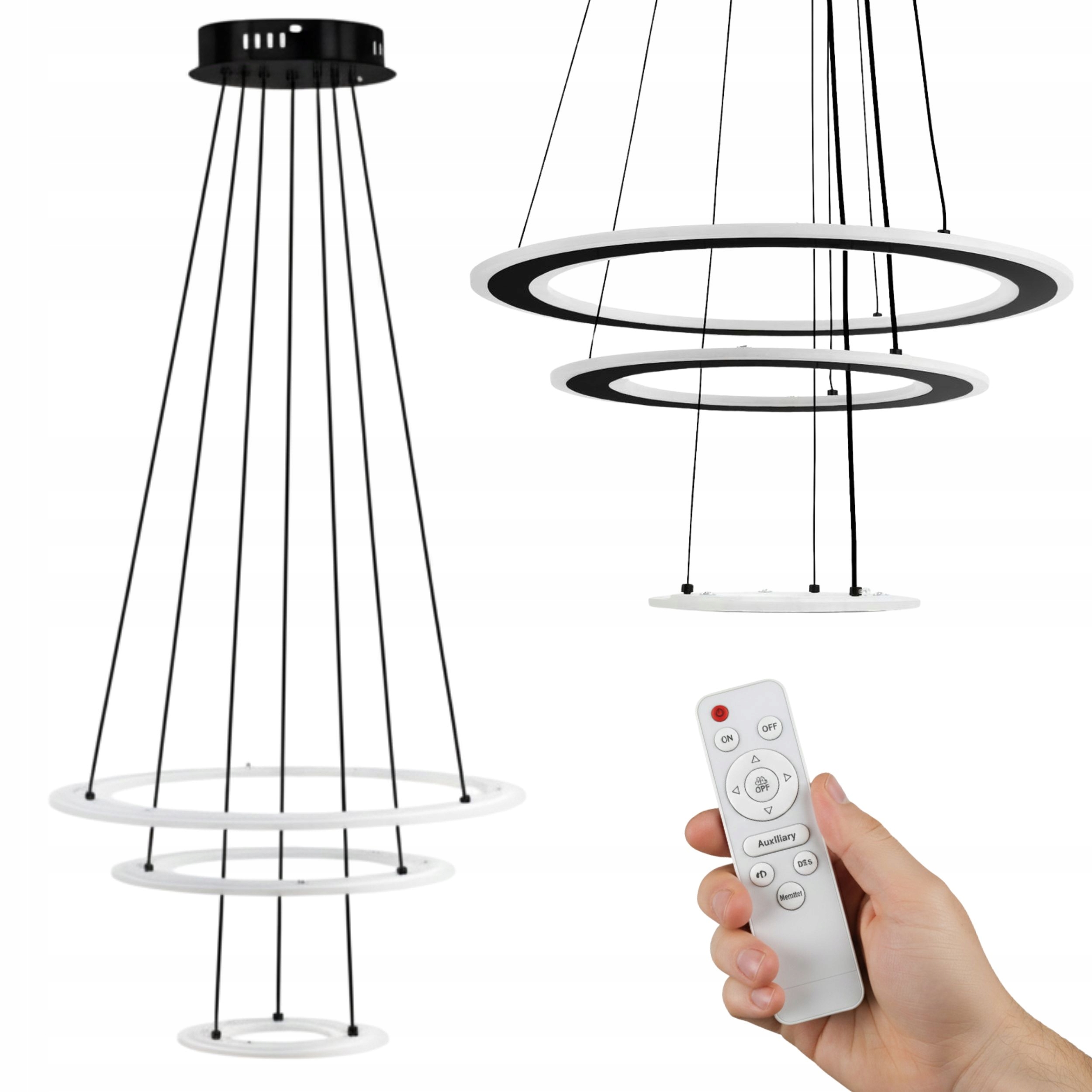 Závesná Led Lampa Čierna Loftová S Diaľkovým Ovládaním, Stmievateľná Toolight