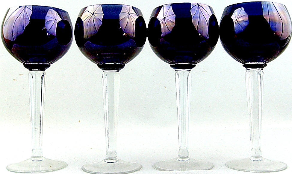 # KIELISZKI do WINA - KOBALTOWE - 4 SZTUKI