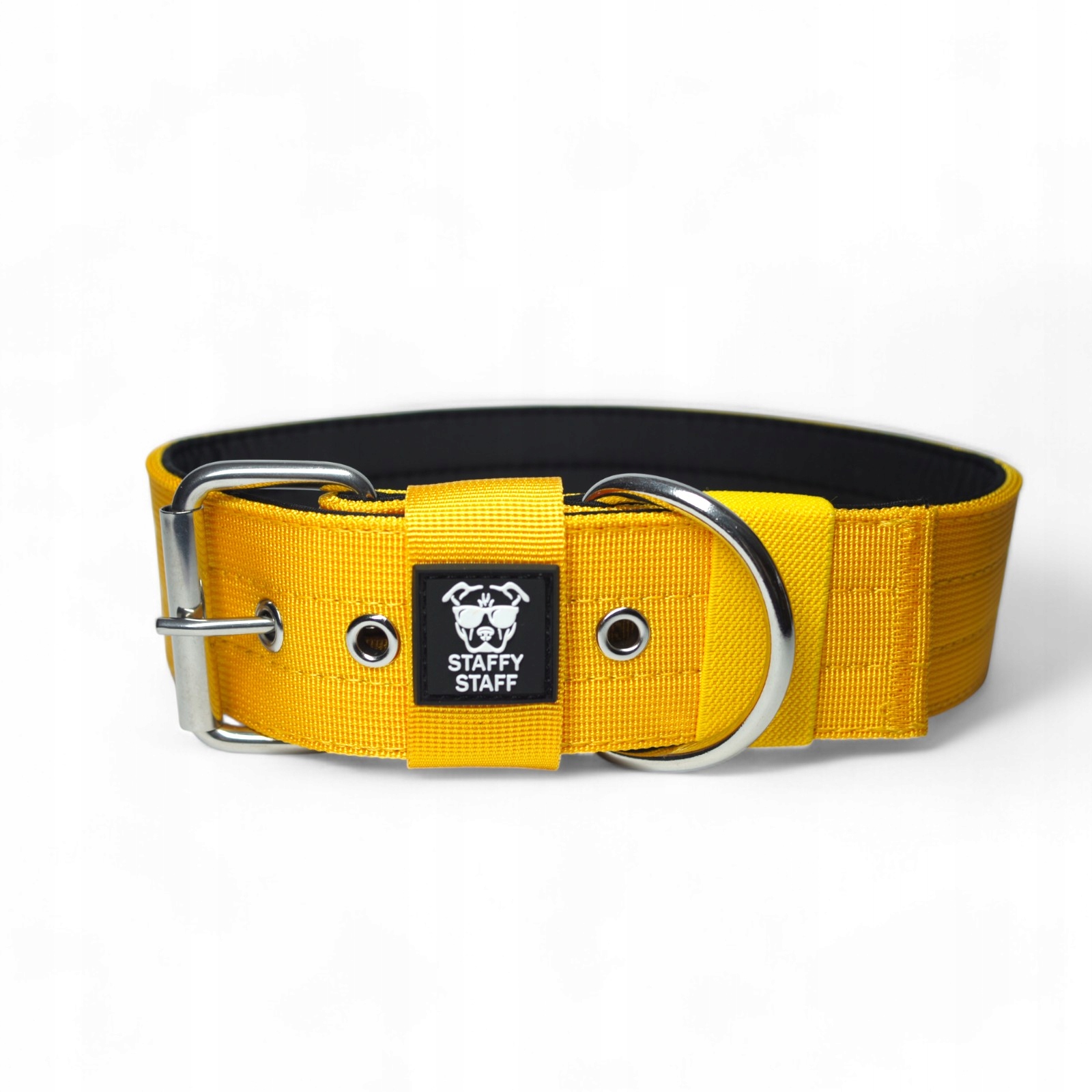 Levně Široký obojek se žlutou sponou StaffyStaff