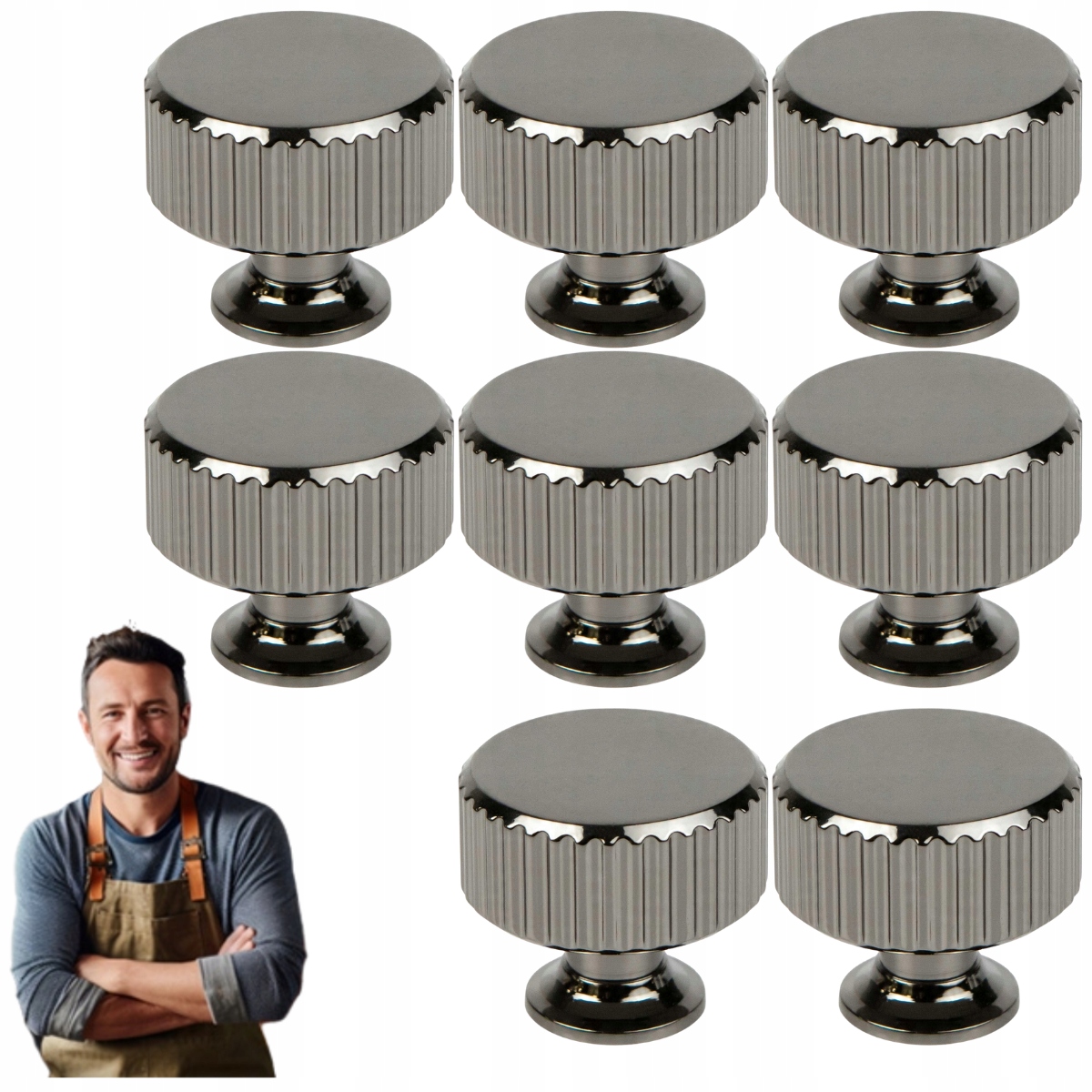 Nábytkový držiak Guľôčka okrúhla Randi 30 mm inox Kartáčovaná oceľ Radełko 8ks