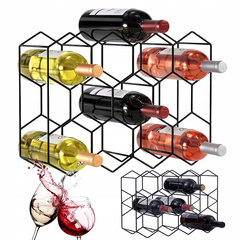 Stojan Kovový Černý Víno Alkohol Regál Skříňka Police Na Víno 14 Lahví