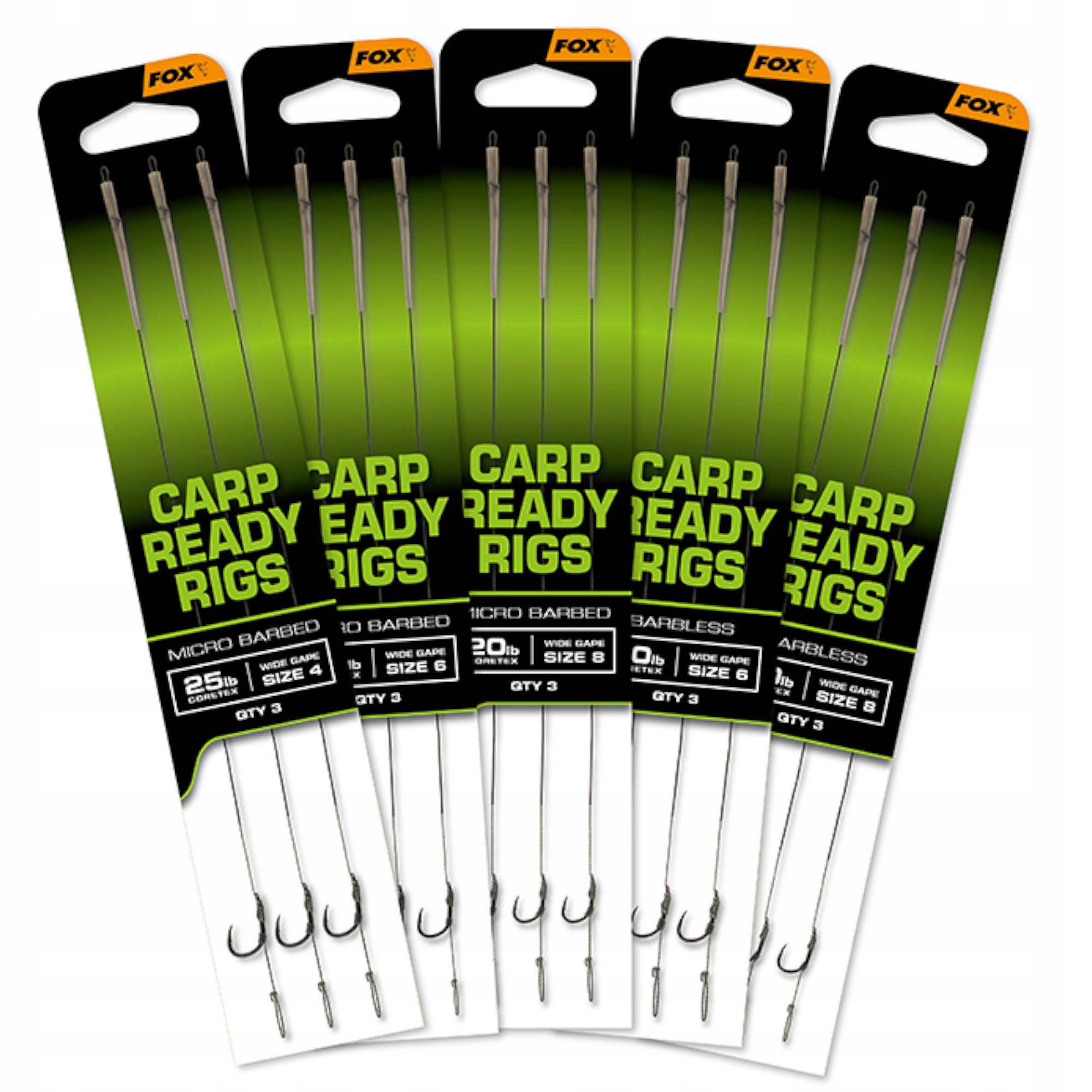 Przypony Fox Carp Ready Rigs X3 Wide Gape 2 25lb