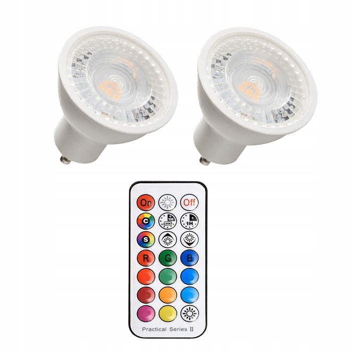 

Zestaw 2 x żarówka gu10 Rgb ciepła z pilotem