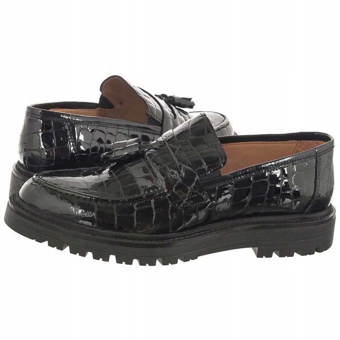 Dámské mokasíny Venezia Černé lakované 24027