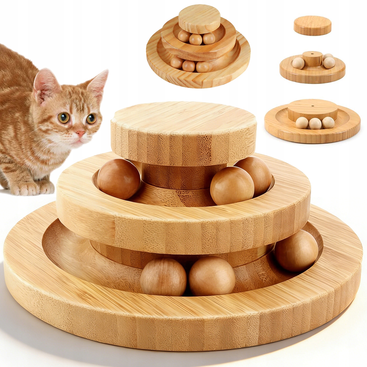 Levně Interaktivní Hračka Pro Kočky Přírodní Ekologické Trvanlivé Dřevo