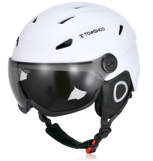 Tomshoo Kask narciarski ze zdejmowanymi goglami 55-58 cm biały