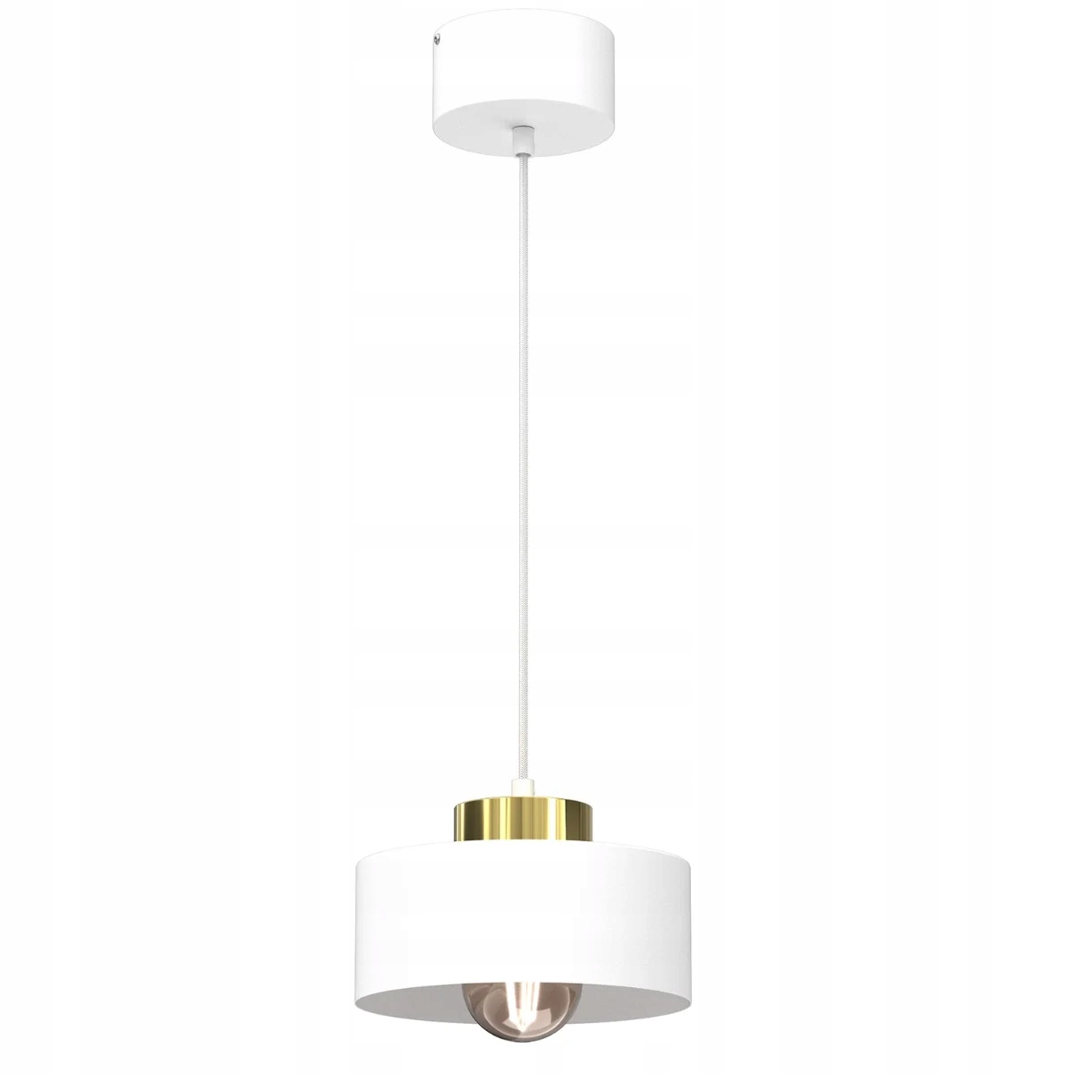 Závěsná lampa bílá zlatá kulatá 20 cm do jídelny nad stůl a ostrov Luminex