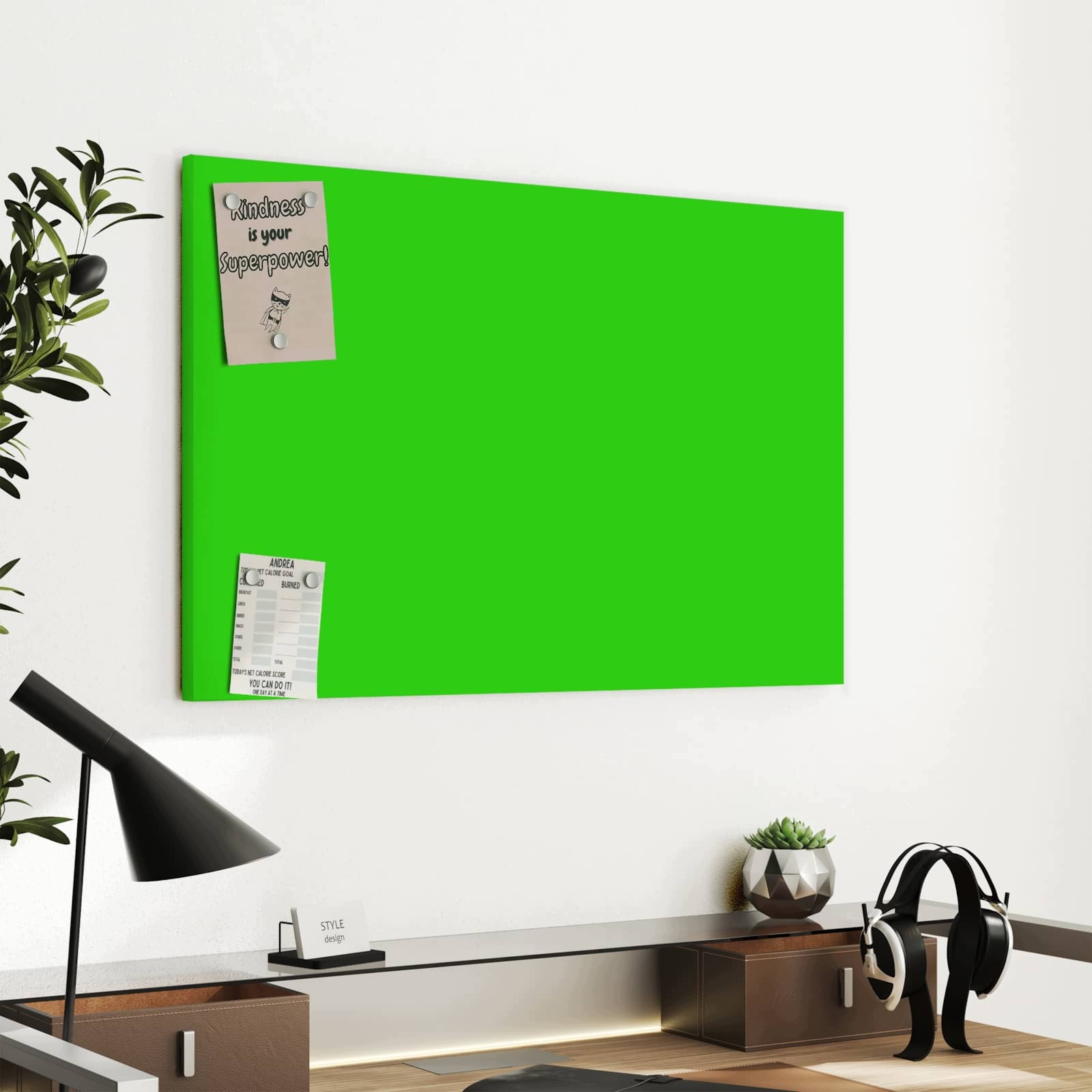 Magnetická tabule Neonovozelené Pozadí 60 × 40 cm