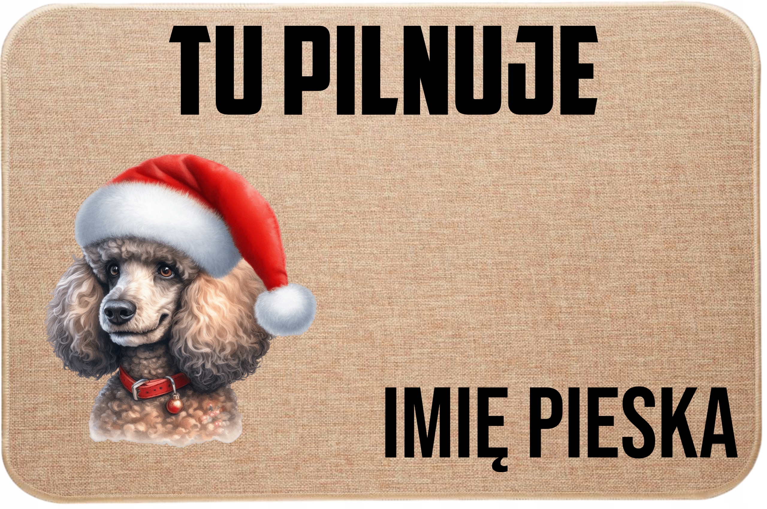 Lněná Vstupní Rohožka Na Vánoce Zde Hlídá Jméno Pudl