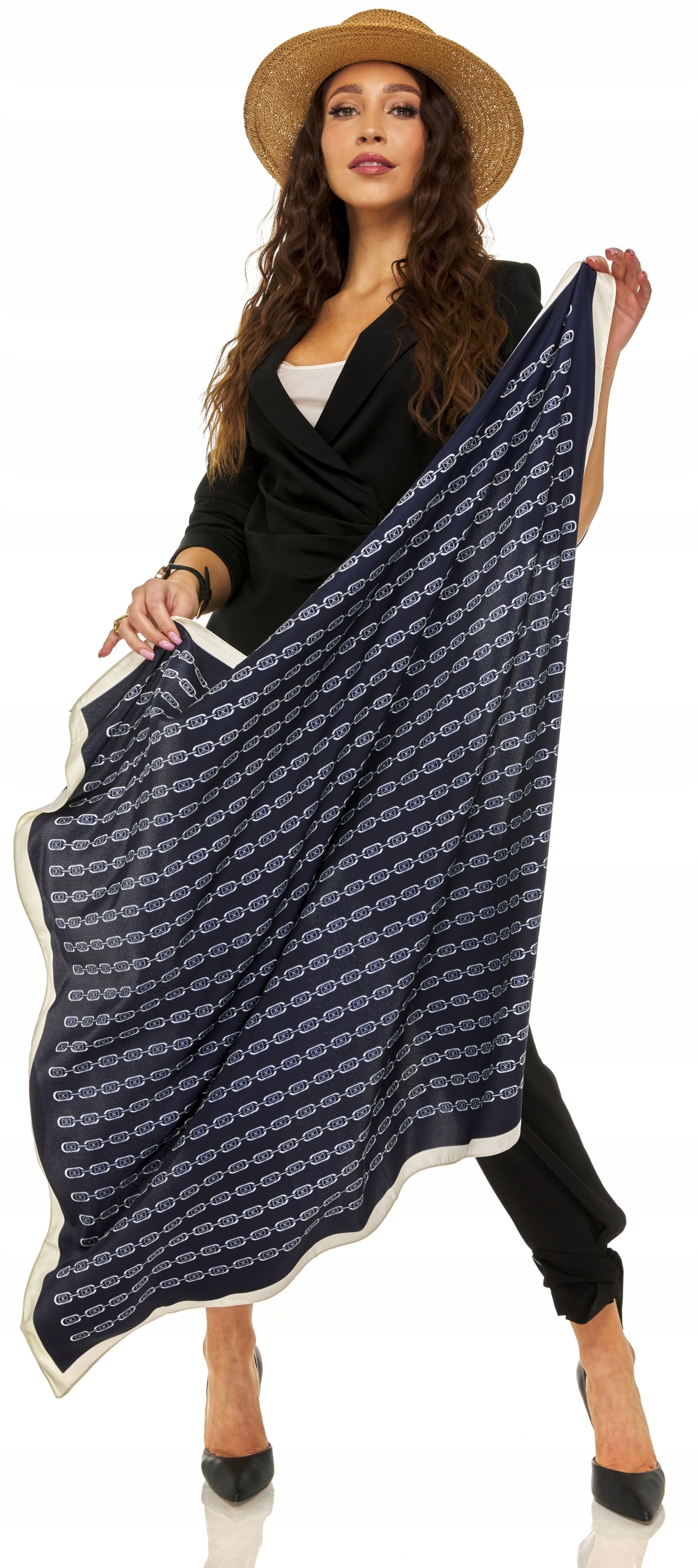 DUŻA CHUSTA APASZKA NARZUTKA SZAL DAMSKI 90/90cm Materiał dominujący jedwab syntetyczny