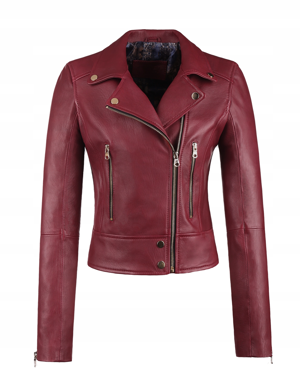 Bordó Dámská Kožená Ramoneska Maja 2XL/44