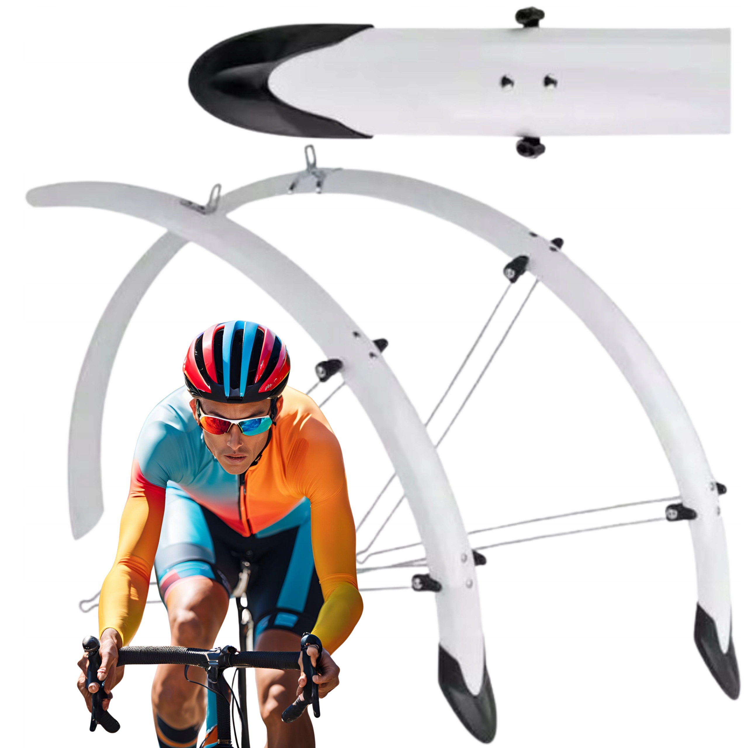 Blatníky na kolo 26'' x53 Orion Italy nylon/alu s klapkou, bílý komplet