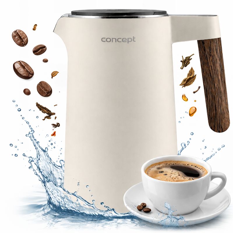 Czajnik Elektryczny Z Regulacja Temperatury 2200W Stalowy Drewno 1,5L