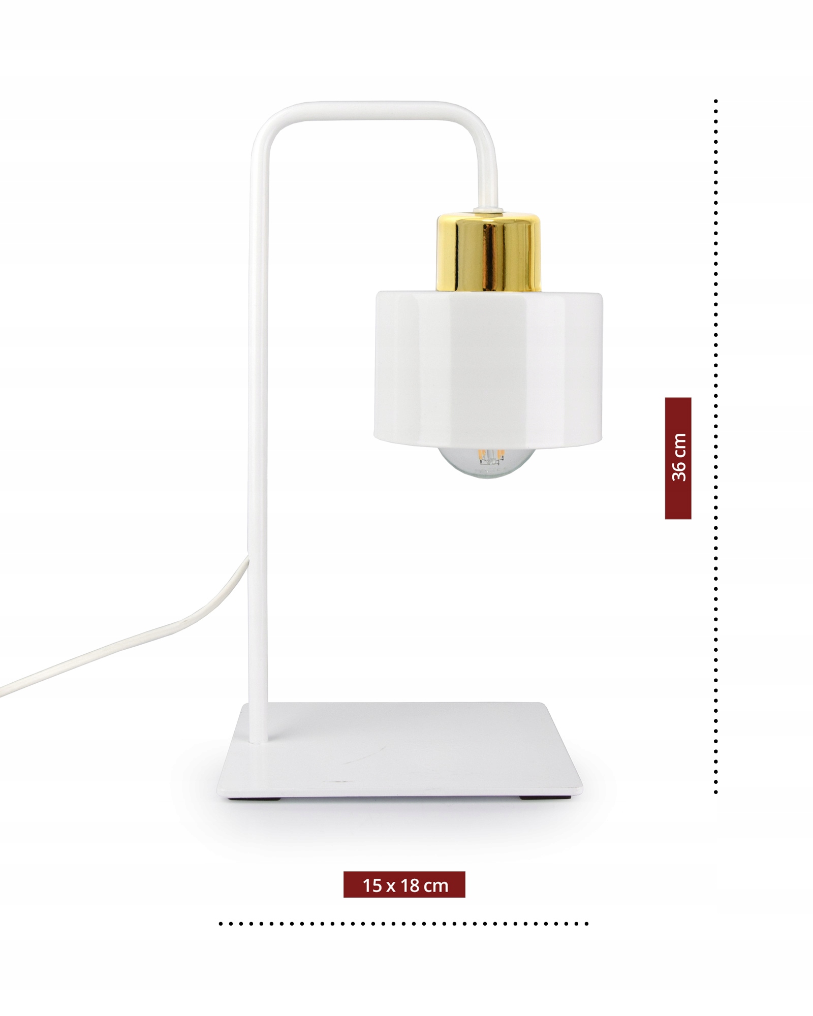 Lampa Nocna Stołowa Roller Biała Złota 370-L1 Rodzaj gwintu E27