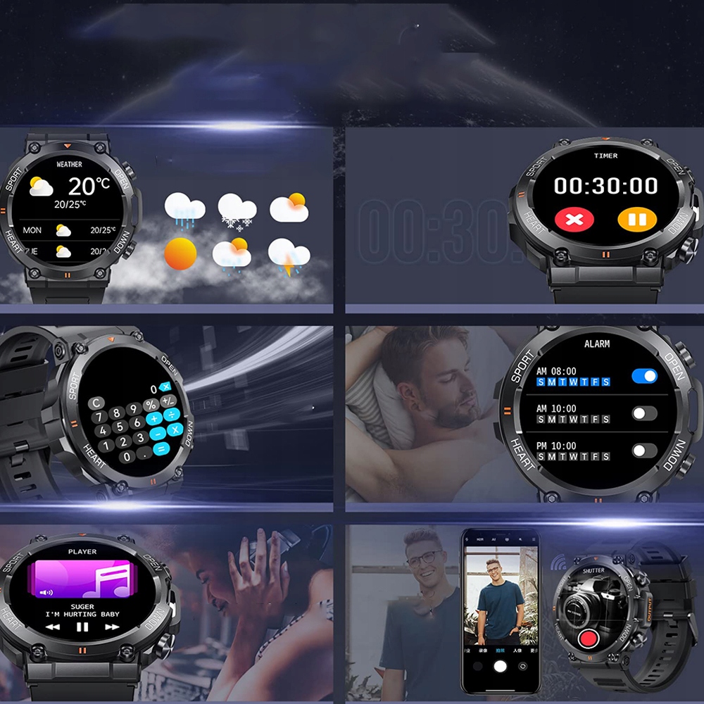 SMARTWATCH ZEGAREK MĘSKI WODOODPORNY SPORTOWY BT 5.0 Marka Inna marka