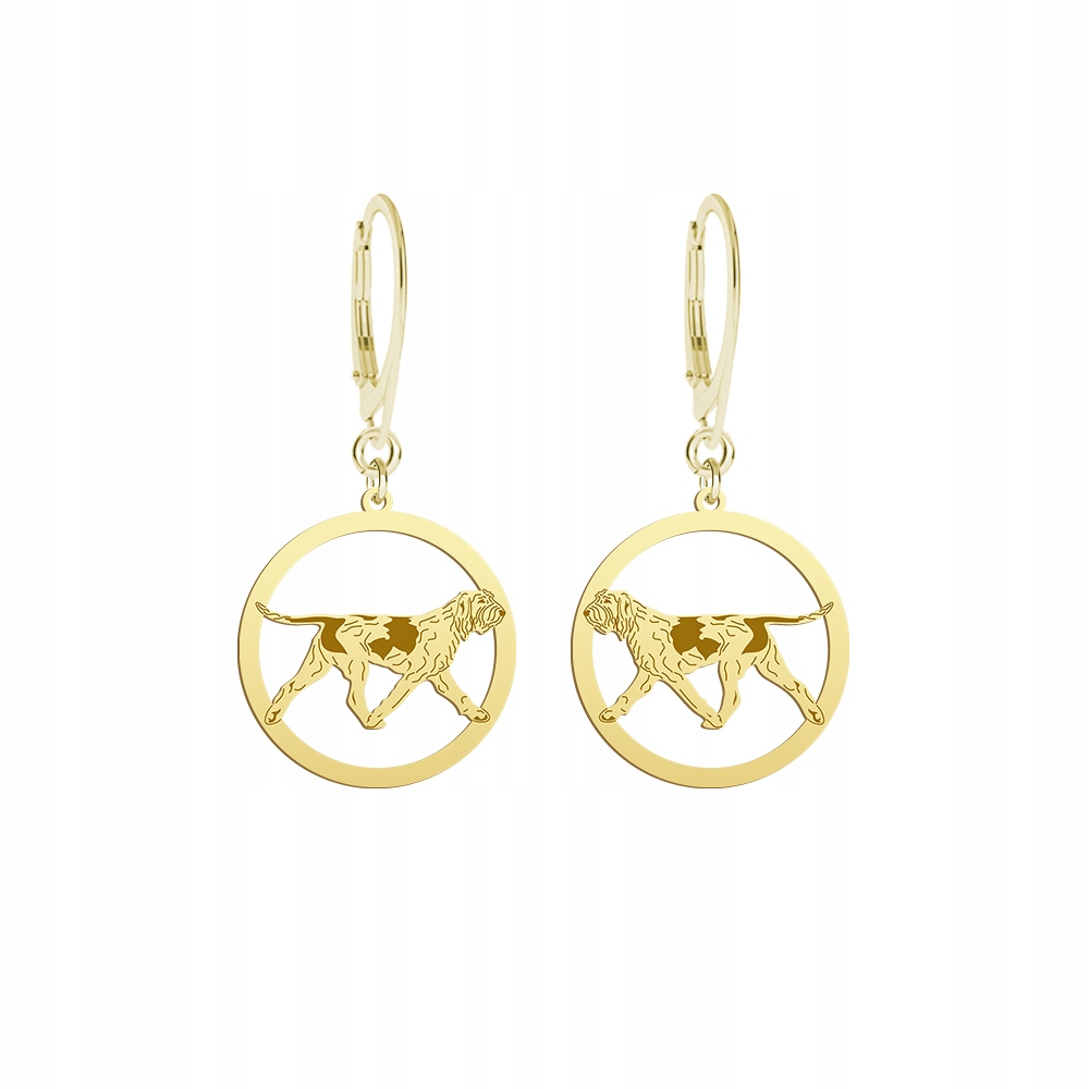 Náušnice Zlaté se psem Spinone Italiano Stříbro 925 Dárek Žena Gravírování