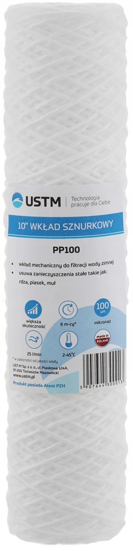 

Filtr do Wody Wkład Sznurkowy 10'' 100 mikron Ustm