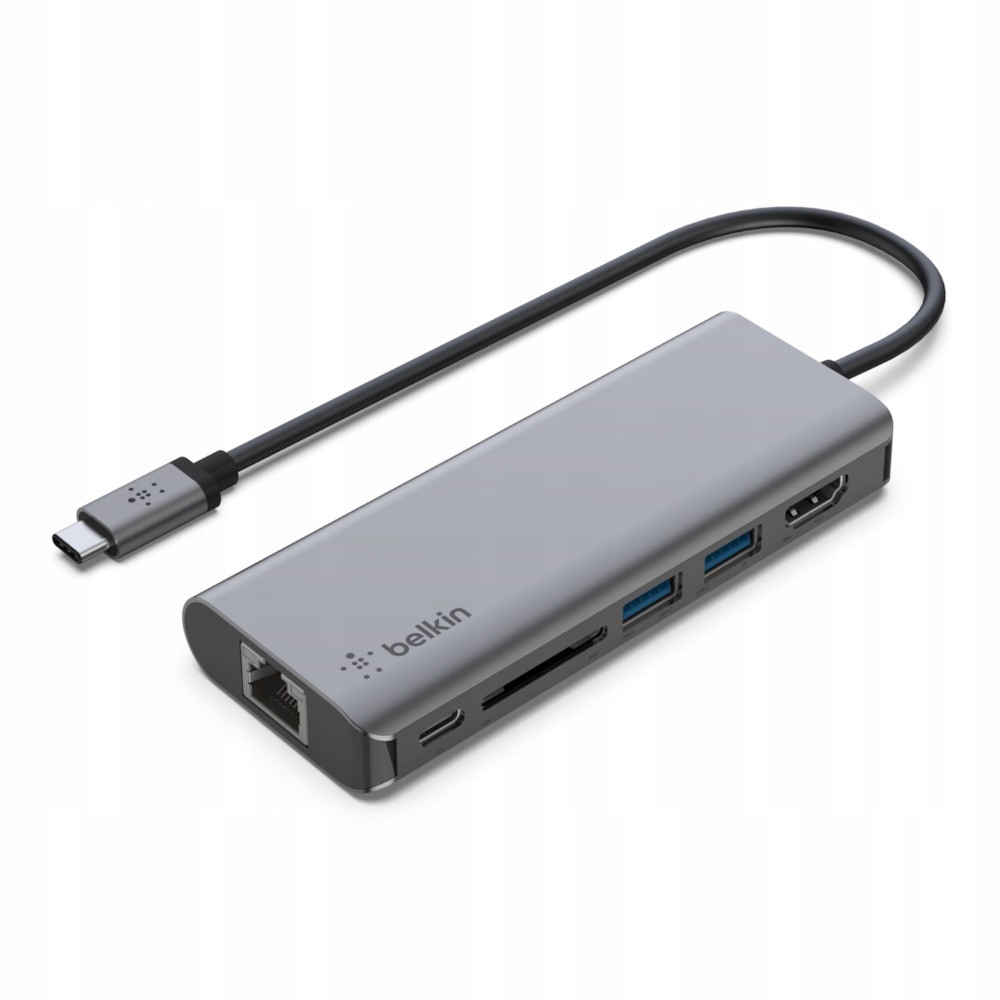 Stacja, hub Usb-c 6w1 do laptopa, Belkin Connect RJ45/SD/USB-A/HDMI 4K 30Hz