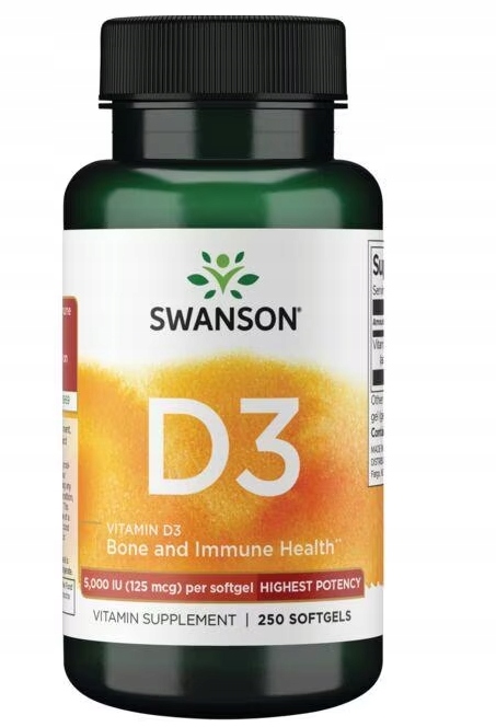 Swanson Vitamín D3 5000IU 250kaps IMUNITA KOSTI