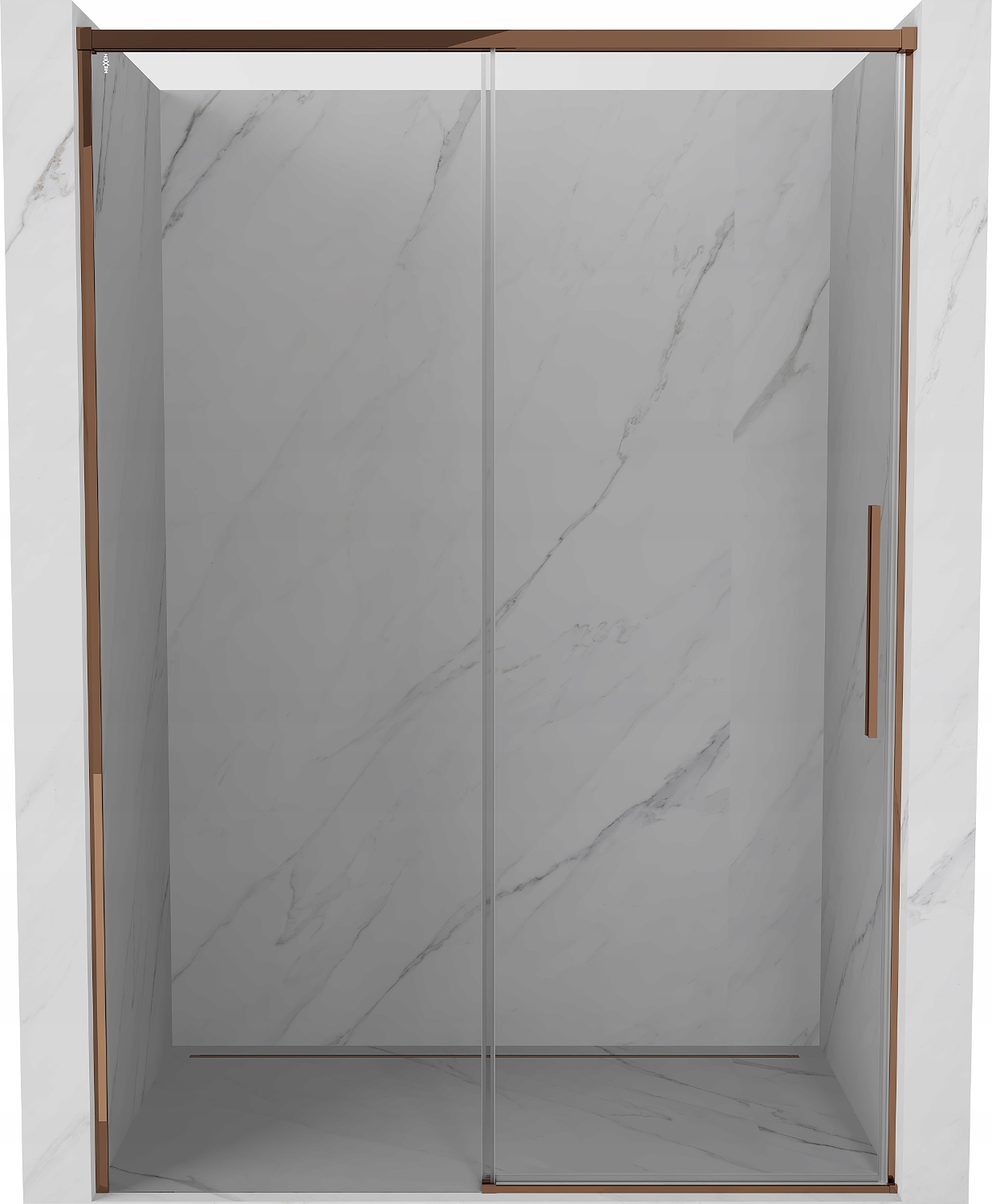 Mexen Rox Drzwi Prysznicowe Rozsuwane 145 CM Transparent Różowe Złoto