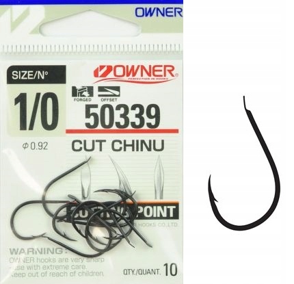 Nr 1/0 Haczyki Owner Cut Chinu 50339 Czarne Kute do kukurydzy pęczaku ciast