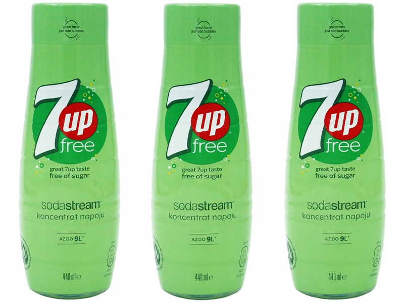 3x SYROP SODASTREAM KONCENTRAT 7up FREE DO SATURATORA 9L NAPOJU z 440ml Marka SodaStream