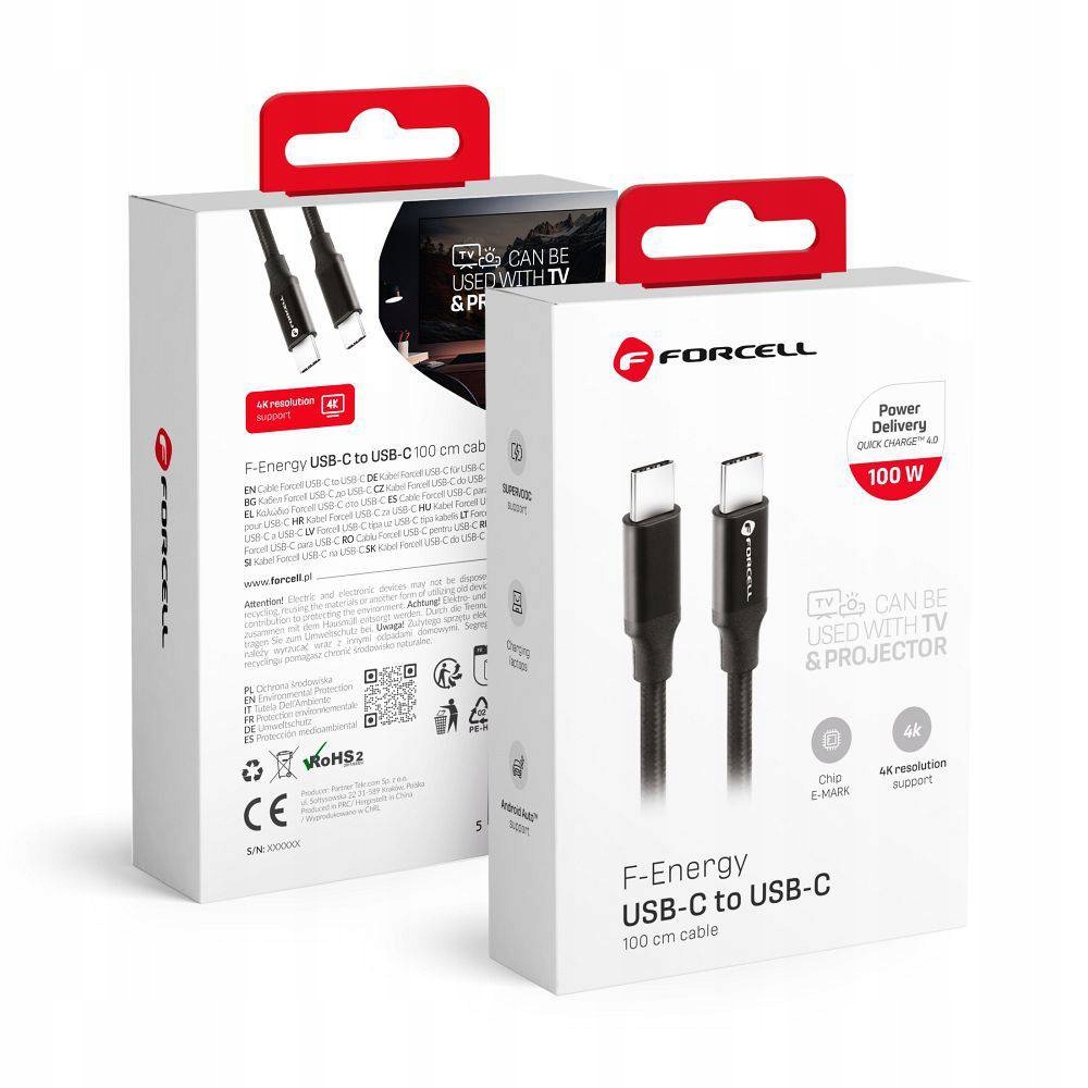 Forcell F-Energy C338 Kabel Typ C Do Typ C Pd Qc4.0 3A 60W 1 M