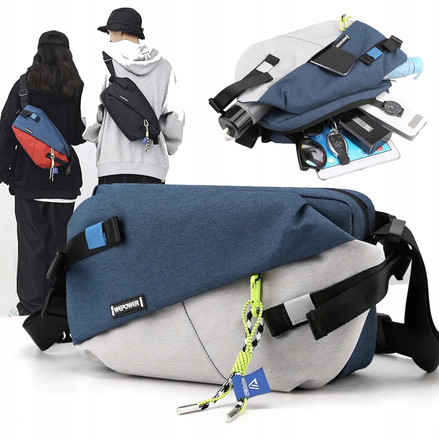 Taška na kyčle, taktická ledvinka Unisex Casual Crossbody Velká námořní