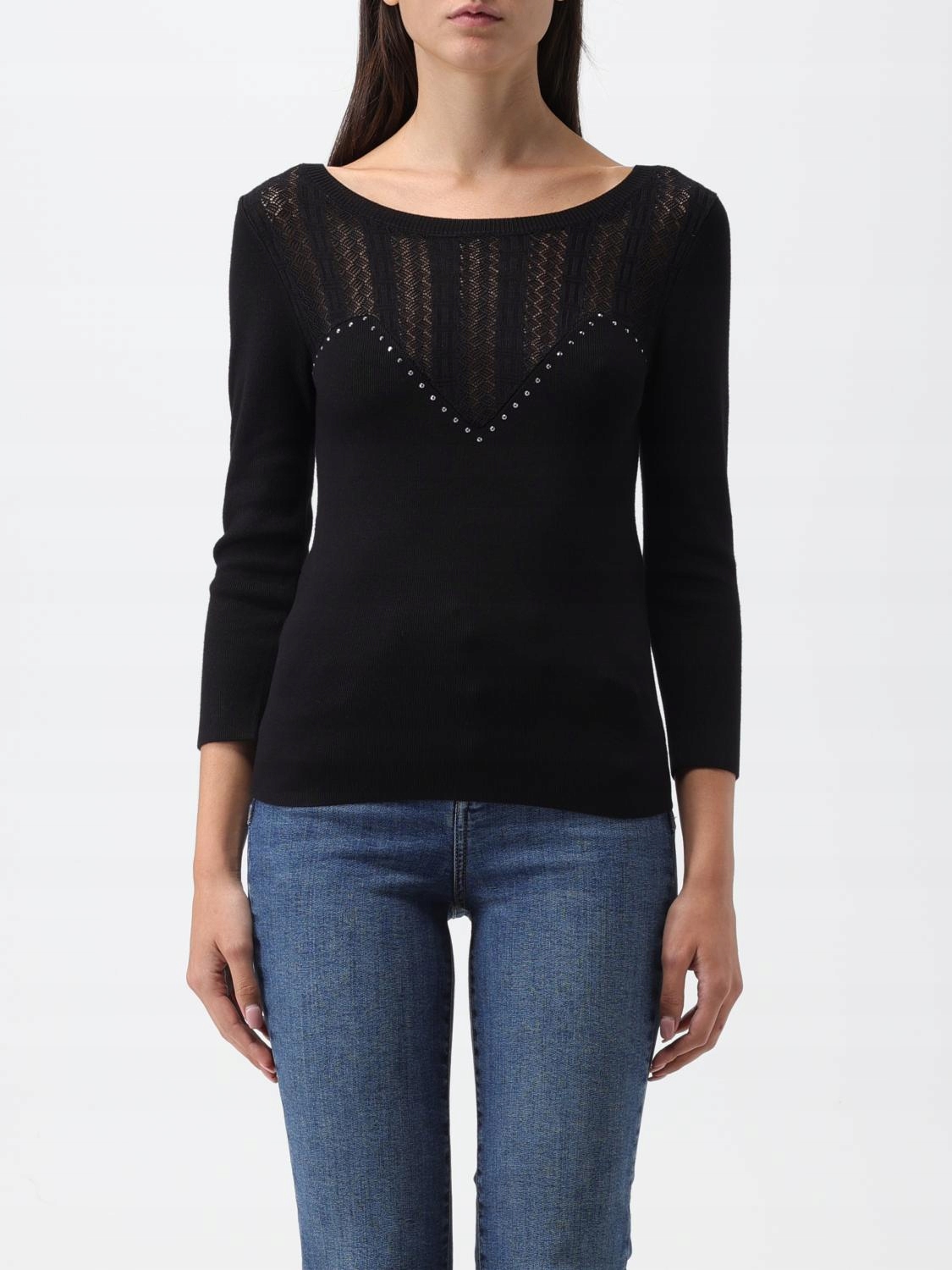 Liu Jo Černý Tenký Svetr 3/4 Rukáv (xs)