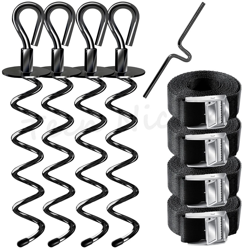 4X Kotva Pro Upevnění Trampolíny Kotvy Pro Upevnění Stanů 40 CM Černá